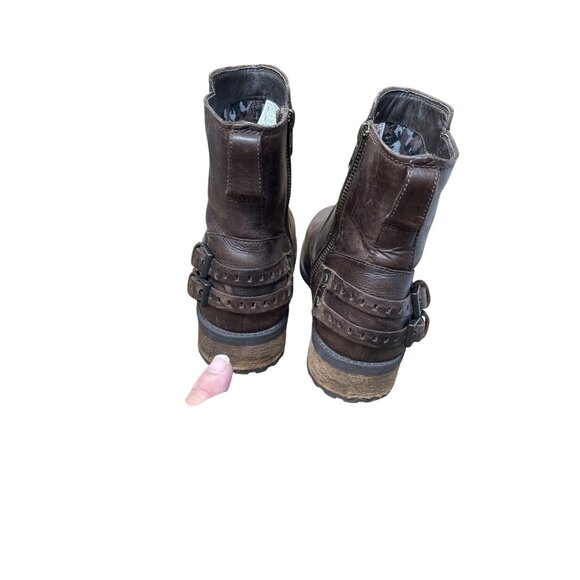 UGG Womens Brown Leather Ankle Moto Boots Size 8 SKU 9280 - Picture 16 of 16
